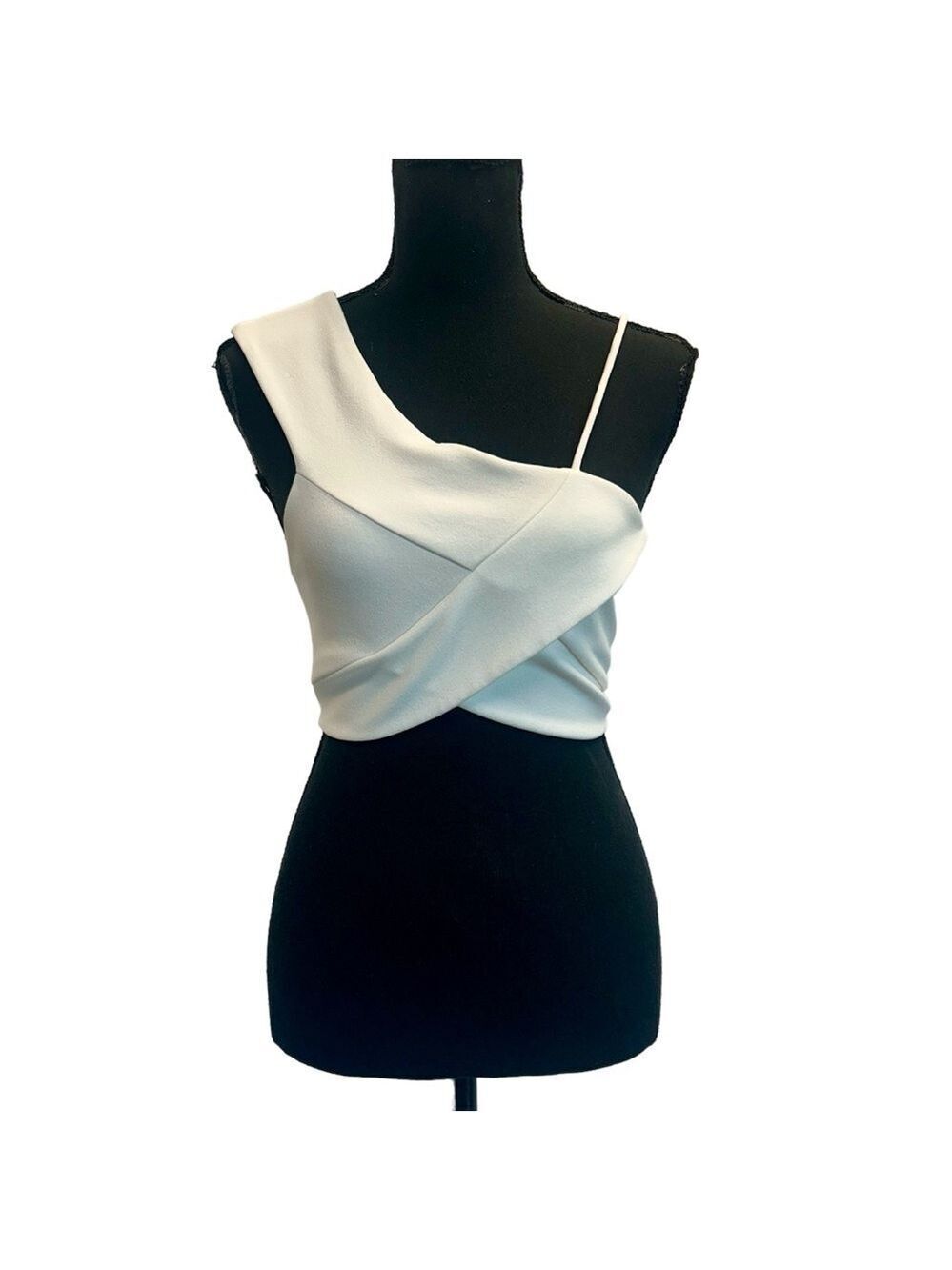 Zara white asymmetrical crisscross strappy crop top Sz S NWOT